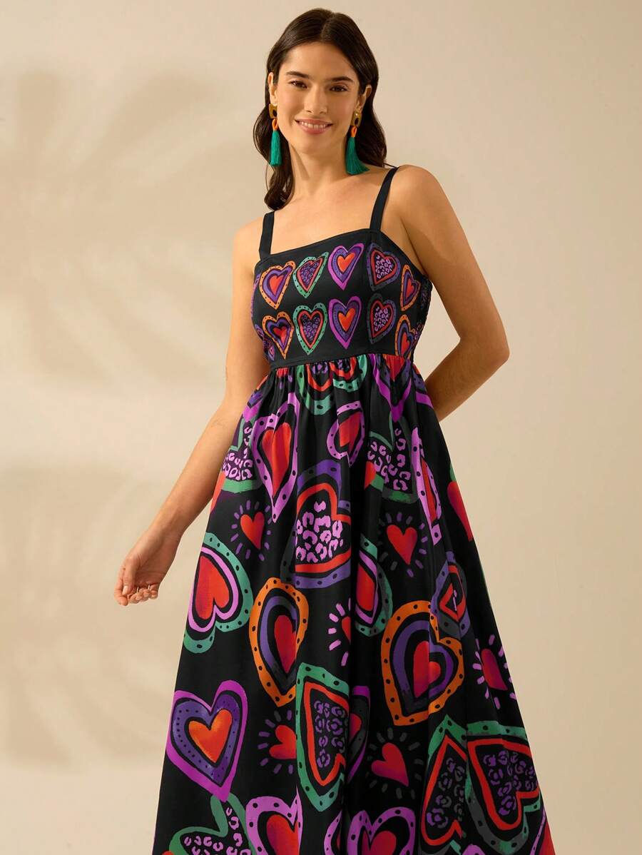 CAJUNI Vestido de Verão Casual de Férias Sem Mangas com Estampa Colorida de Árvore de Palma Tropical e Oceânica, Estilo Boho