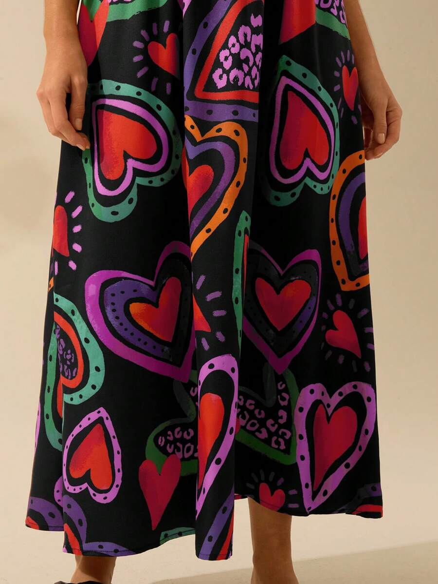 CAJUNI Vestido de Verão Casual de Férias Sem Mangas com Estampa Colorida de Árvore de Palma Tropical e Oceânica, Estilo Boho