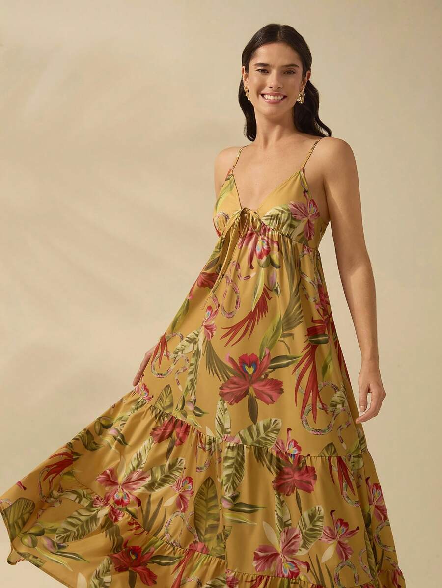 CAJUNI Vestido Camiseta Boho Feminino, Impressão Tropical de Cobra e Rododendro, Vestido de Verão Casual de Férias