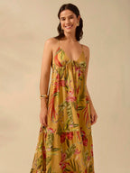 CAJUNI Vestido Camiseta Boho Feminino, Impressão Tropical de Cobra e Rododendro, Vestido de Verão Casual de Férias