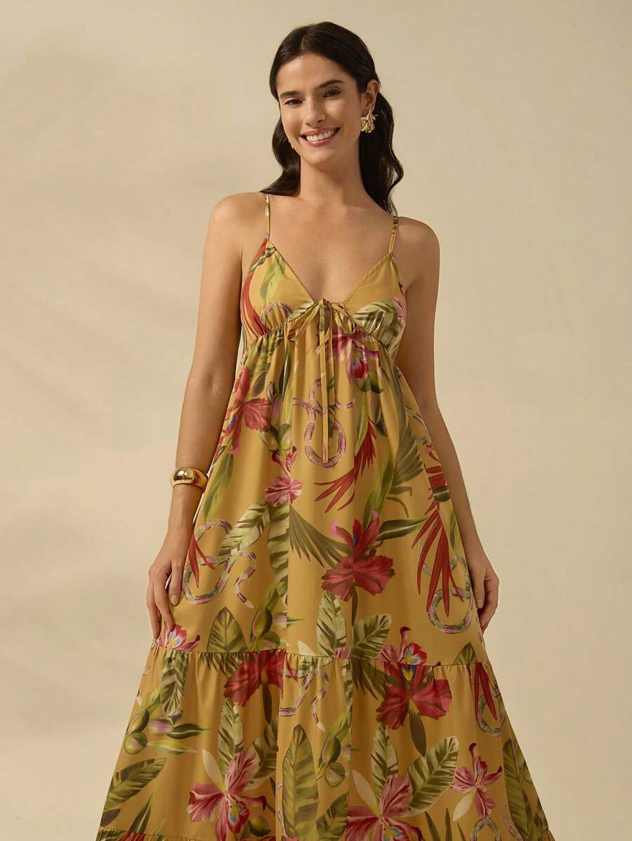 CAJUNI Vestido Camiseta Boho Feminino, Impressão Tropical de Cobra e Rododendro, Vestido de Verão Casual de Férias