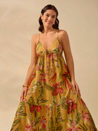 CAJUNI Vestido Camiseta Boho Feminino, Impressão Tropical de Cobra e Rododendro, Vestido de Verão Casual de Férias