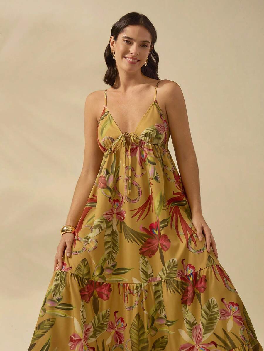 CAJUNI Vestido Camiseta Boho Feminino, Impressão Tropical de Cobra e Rododendro, Vestido de Verão Casual de Férias