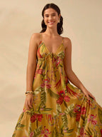 CAJUNI Vestido Camiseta Boho Feminino, Impressão Tropical de Cobra e Rododendro, Vestido de Verão Casual de Férias