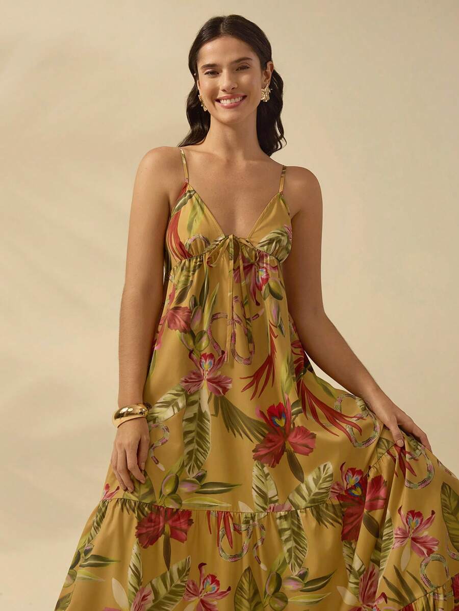 CAJUNI Vestido Camiseta Boho Feminino, Impressão Tropical de Cobra e Rododendro, Vestido de Verão Casual de Férias