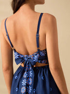 CAJUNI Vestido Curto Preto com Alça em Estilo Boho Tropical, Impressão de Plantas, Azaléia, Girassol para Férias Casuais de Verão para Mulheres