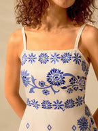 CAJUNI Vestido Curto Preto com Alça em Estilo Boho Tropical, Impressão de Plantas, Azaléia, Girassol para Férias Casuais de Verão para Mulheres