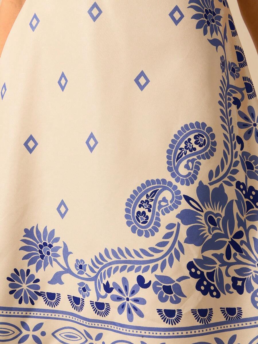 CAJUNI Vestido Curto Preto com Alça em Estilo Boho Tropical, Impressão de Plantas, Azaléia, Girassol para Férias Casuais de Verão para Mulheres