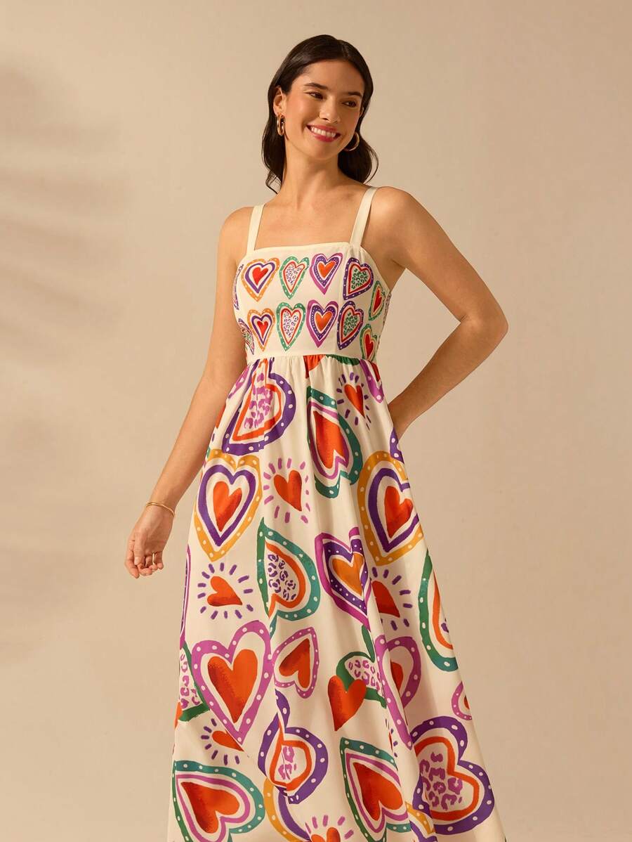 CAJUNI Vestido de Verão Casual de Férias Sem Mangas com Estampa Colorida de Árvore de Palma Tropical e Oceânica, Estilo Boho