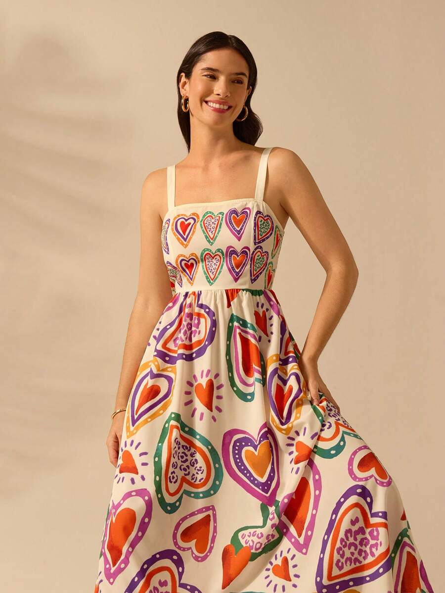 CAJUNI Vestido de Verão Casual de Férias Sem Mangas com Estampa Colorida de Árvore de Palma Tropical e Oceânica, Estilo Boho