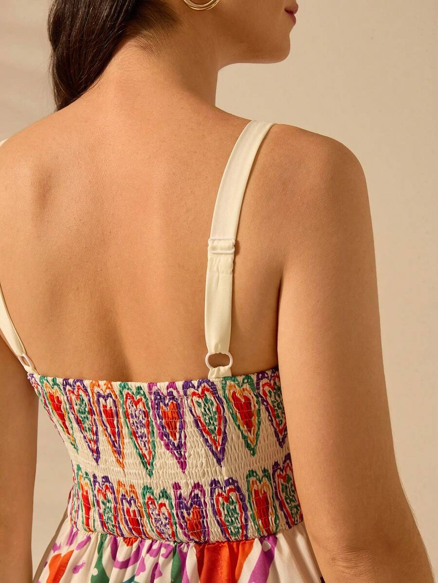 CAJUNI Vestido de Verão Casual de Férias Sem Mangas com Estampa Colorida de Árvore de Palma Tropical e Oceânica, Estilo Boho