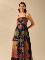 CAJUNI Vestido Casual de Verão com Elegância para Mulheres, com Alças Finas, Costas Abertas, Estampas de Coco, Leopardo e Azálea