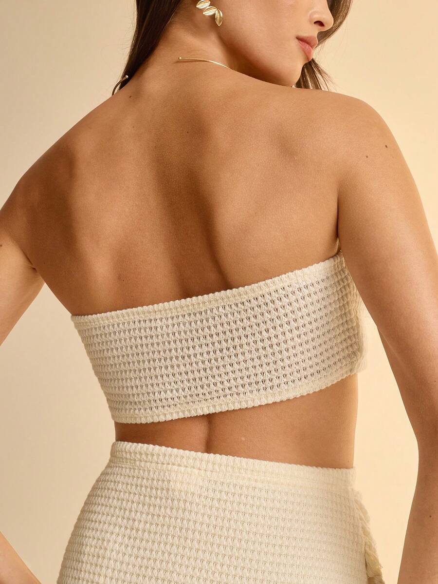 CAJUNI 2 peças/Conjunto Top Tubo e Saia com Babados, Decoração com Estrela do Mar, Casual de Verão para Mulheres