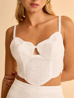CAJUNI 2 peças Conjunto Casual de Verão Feminino com Top Justo e Saia com Recortes
