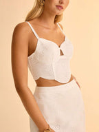 CAJUNI 2 peças Conjunto Casual de Verão Feminino com Top Justo e Saia com Recortes