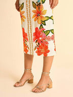 CAJUNI Vestido casual de férias de comprimento médio com estampa floral, alças finas e costas abertas - Roupas boêmias femininas/Roupas ocidentais para mulheres/Gráfico/Casual feminino